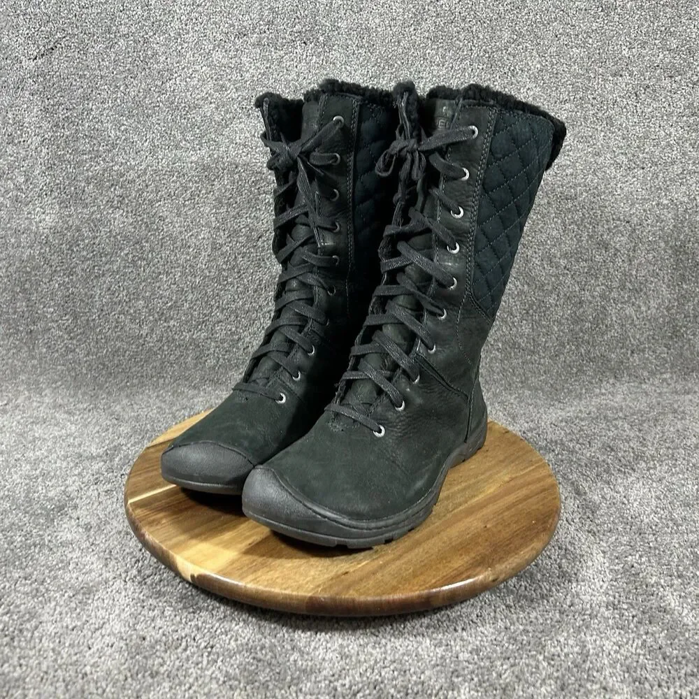 KEEN Crested Butte High Women’s Size 9 Black Quilted Sued Winter Snow Boots Used